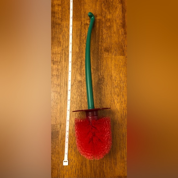 Toilet Cleaner Brush w/Handle; Cherry Design; Plastic; Red w/Green ‘Stem’ - Picture 4 of 6